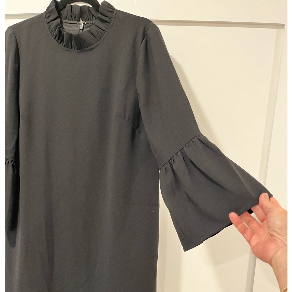 J.Crew black ruffle neck black mini dress size 6 - Picture 7 of 12
